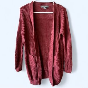 LARK + GREY Women's Burgundy Open Front Cardigan Sweater